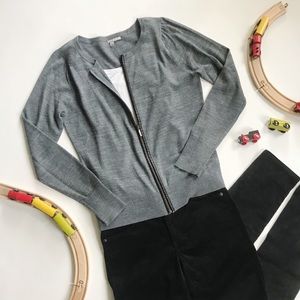 Halogen | Gray Zip Front Cardigan Sweater